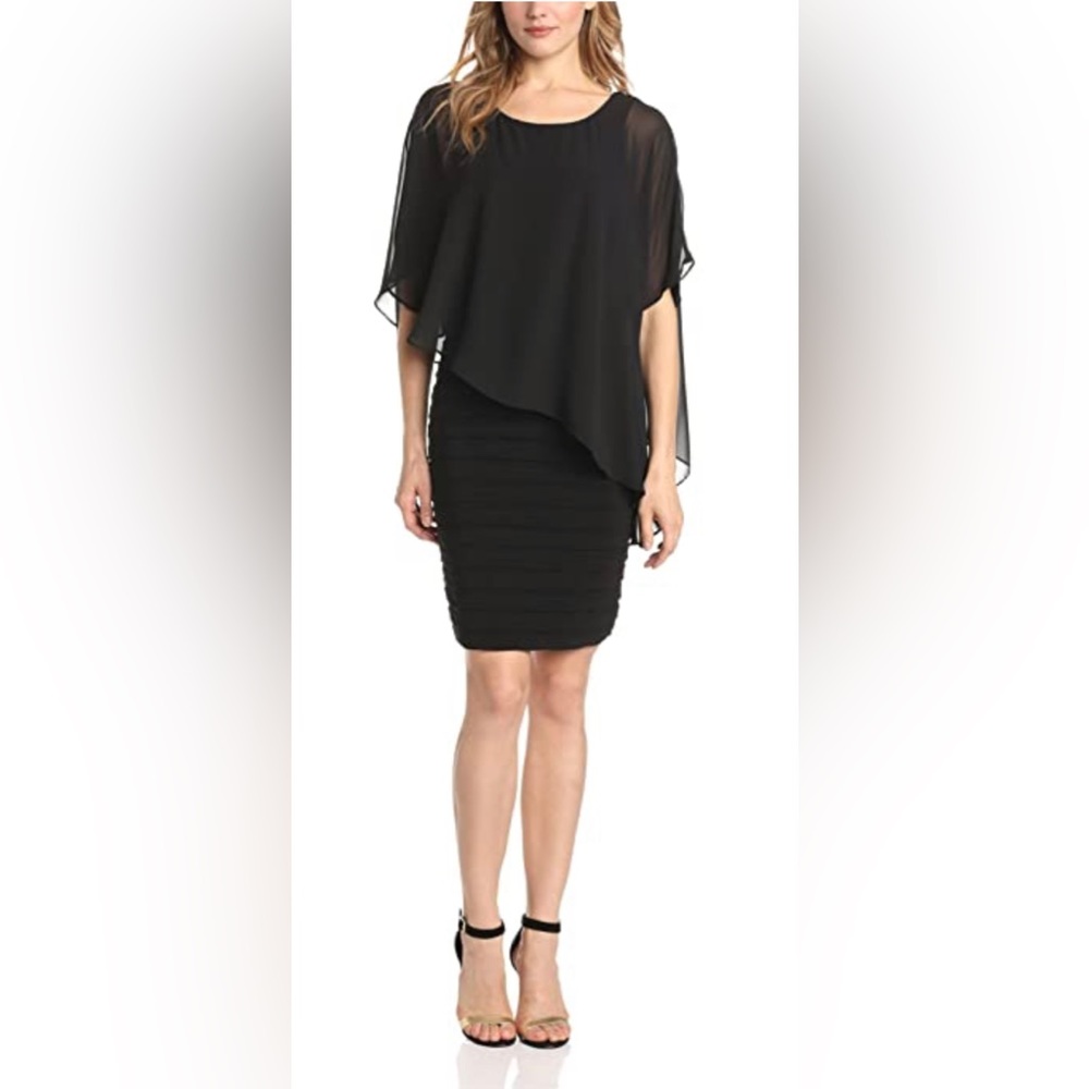 Never worn Adrianna Papell - Black body con dress with sheer overlay